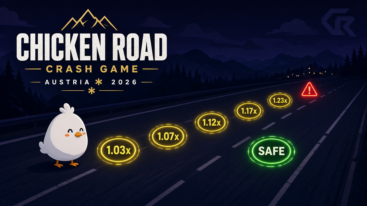 Chicken Road Crash-Game Hero Illustration Österreich